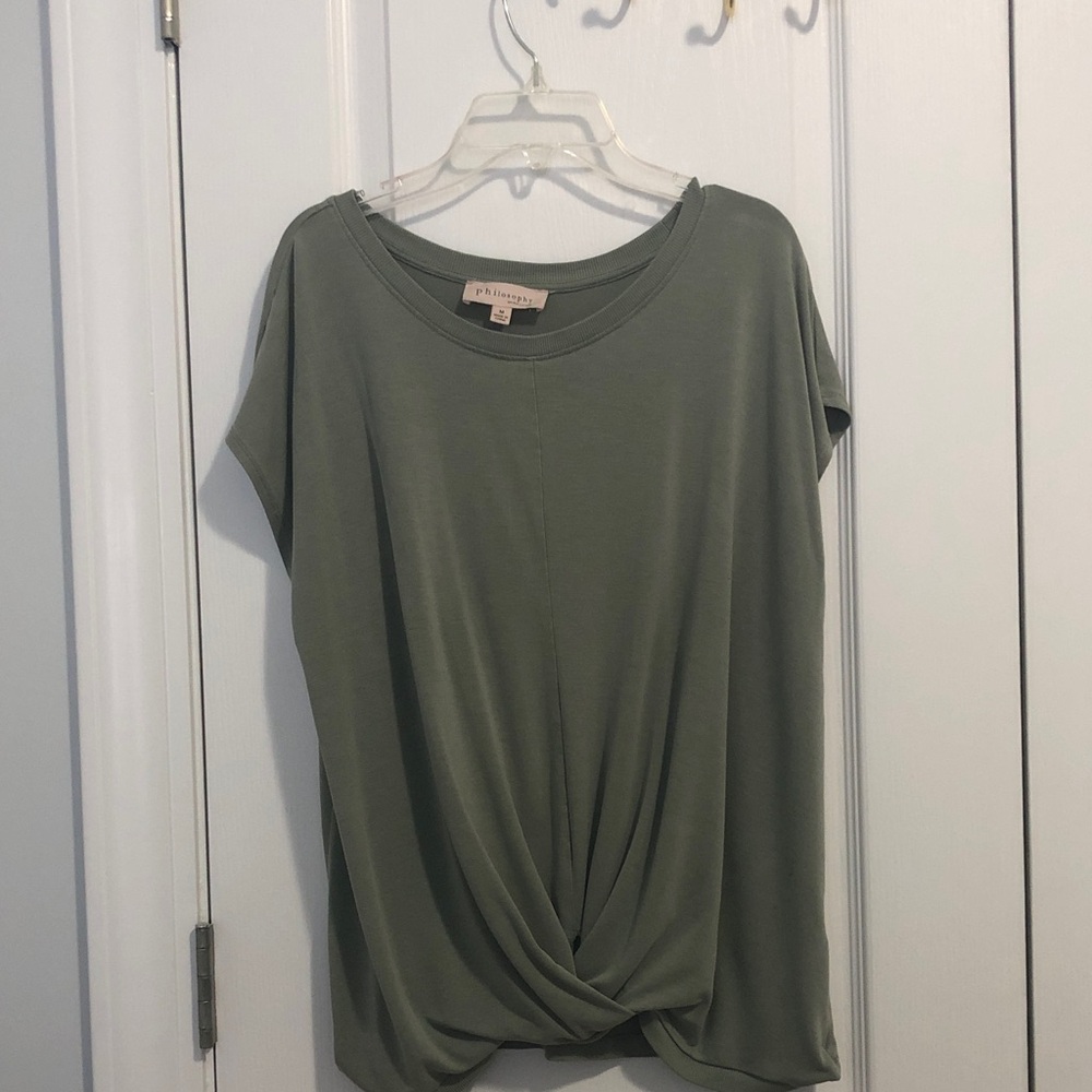 Philosophy Olive Green Twist Front Tee